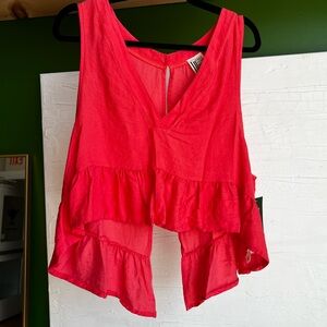 Free People Ruffle Red Sleeveless Top